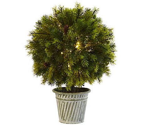 18" Pine Ball in Iron Top by Nearly Natural