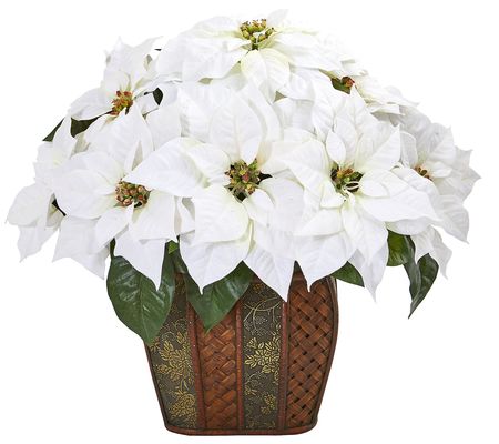 18" Poinsettia Artificial Arrangement by Nearly Natural
