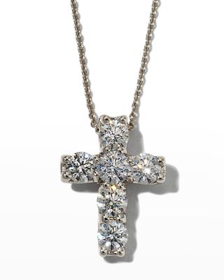 18" White Gold Diamond Cross Pendant Necklace, 1.06 TCW