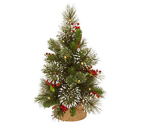 18" Wintry Pine Tree w/ Batt Op White LED Light s