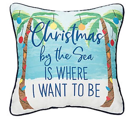18" x 18" Christmas by the Sea Throw Pillow by Valerie