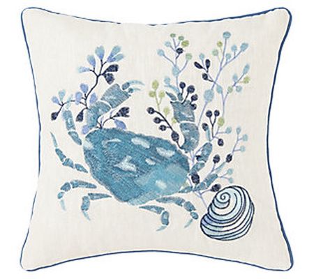 18" x 18" Crescent Bay Embroidered Throw Pillow by Valerie