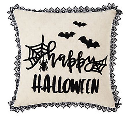 18" x 18" Happy Halloween Pillow by Valerie