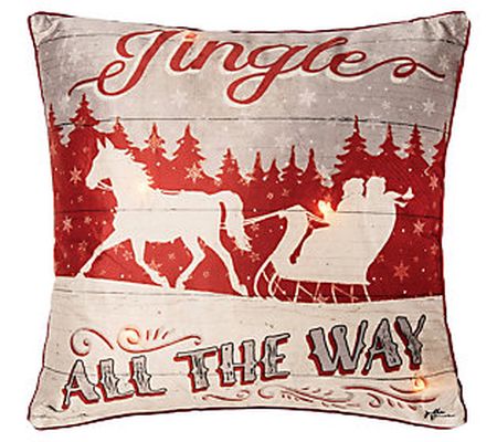 18" x 18" Jingle All The Way LED Throw Pillow b y Valerie