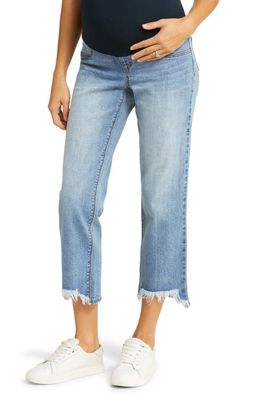 1822 Denim Over the Bump Frayed Ankle Straight Leg Maternity Jeans in Xylo