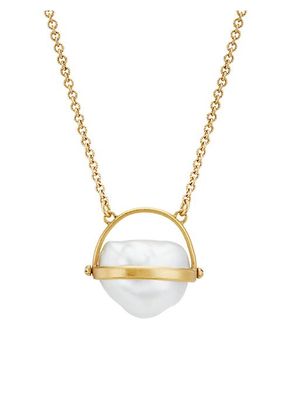 18K & 22K Yellow Gold & 17MM Baroque Tahitian Pearl Pendant Necklace