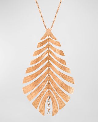 18K Bahia Rose Gold Diamond Leaf Pendant Necklace