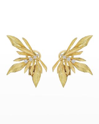 18K Bahia Yellow Gold Flower Earrings with VS-GH Diamonds