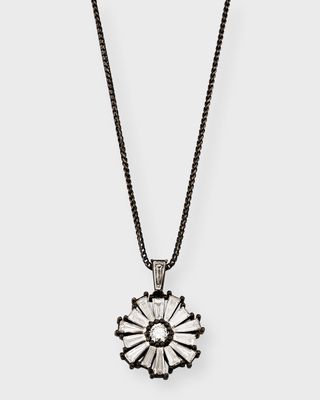 18K Black Gold and Diamond Starburst Pendant Necklace, 22"