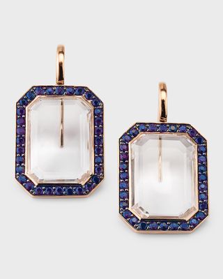 18K Blue Sapphire and Rock Crystal Drop Earrings