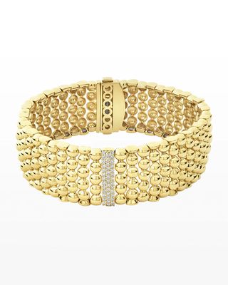 18k Caviar Gold Diamond-Plate Wide Rope Bracelet - 20mm, Size M