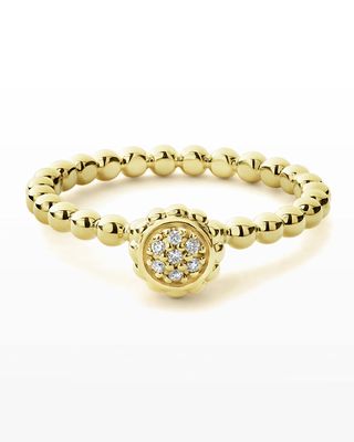 18k Caviar Gold Seven-Diamond Ring, Size 7