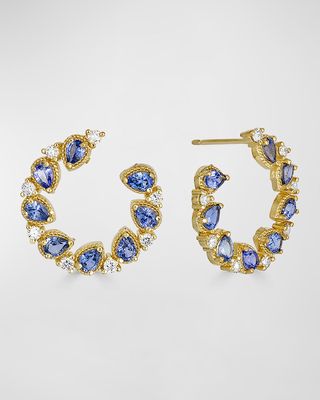 18K Ceylon Blue Pear Shape Sapphire and White Diamond Earrings