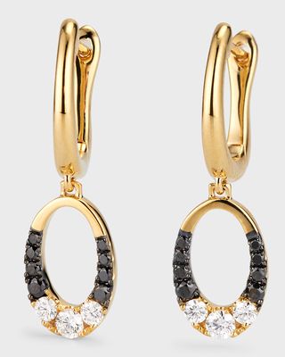 18k Clip II Small Oval White and Black Diamond Earrings