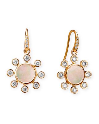 18k Cosmic Earrings with Mother-of-Pearl and Diamonds