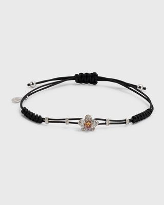 18k Diamond & Sapphire Orchid Pull-Cord Bracelet, Size S
