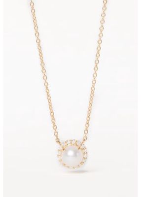 18K Diamond-Edged Freshwater Pearl Necklace