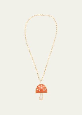 18K Diamond Magic Mushroom Pendant Necklace