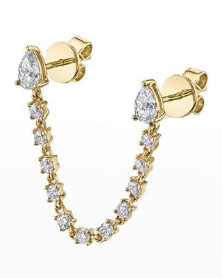 18k Double Pear Loop Earring with Diamonds, Single