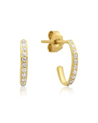 18k Edith Link Stud Earrings with Diamond Pave