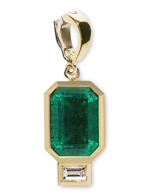 18K Emerald and Baguette Diamond Charm