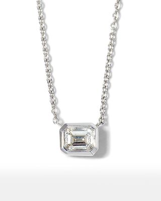 18k Emerald-Cut Diamond Solitaire Necklace