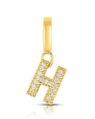 18k Gold & Diamond Letter H Charm