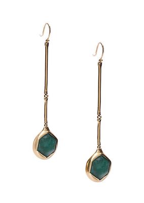 18K Gold & Emerald Linear Drop Earrings