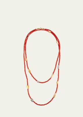 18K Gold and Palladium The Big Sleep Necklace with Coral, 38"L