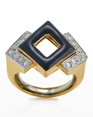18k Gold & Platinum Double Diamond Ring, Size 6.5