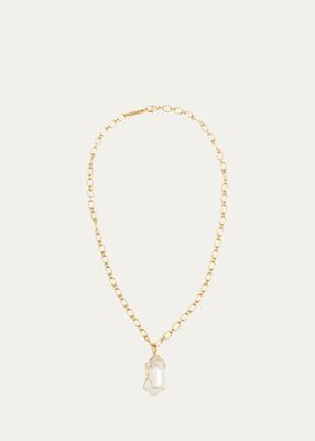 18K Gold and Rock Crystal Herkimer Pendant Necklace