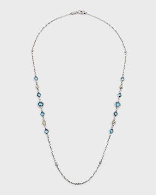 18K Gold and Sterling Silver Blue Spinel Necklace