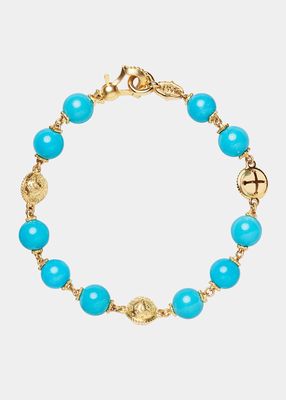 18k Gold & Turquoise Prayer Bead Bracelet