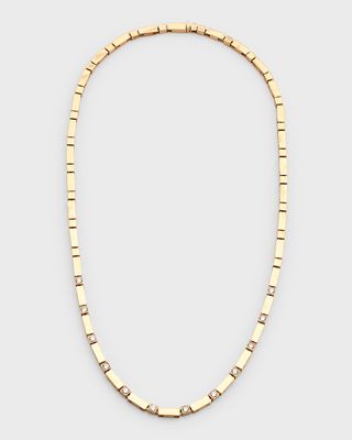 18k Gold Bar and Diamond Tennis Necklace