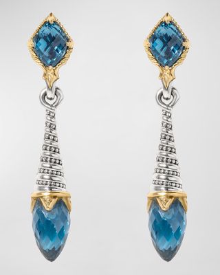 18k Gold Blue Spinal Drop Earrings