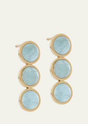 18k Gold Bubbles Aquamarine Stud Earrings