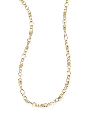 18k Gold Classic Link Long Chain Necklace, 33"L