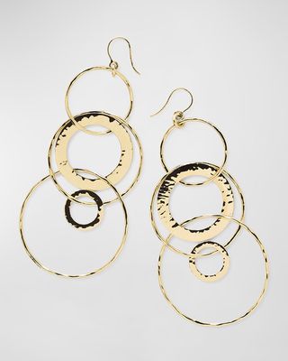 18K Gold Classico Mixed Hammered Jet Set Earrings