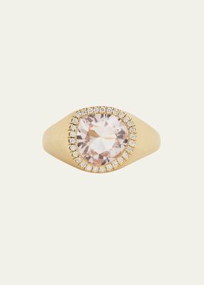 18k Gold Diamond and Morganite Ring