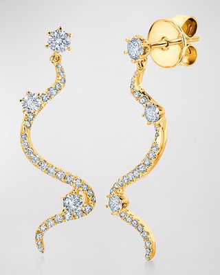 18K Gold Diamond Drop Mega Swirl Earrings