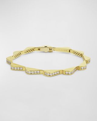 18K Gold Diamond Link Wave Bracelet