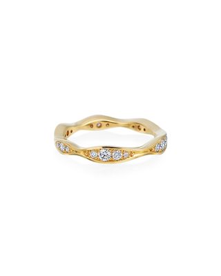 18k Gold Diamond Narrow Wave Ring