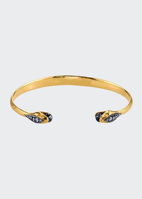 18k Gold Diamond Snake Cuff