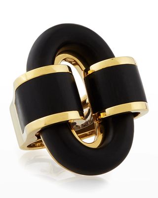 18k Gold Ebony Buckle Ring Size 6.5
