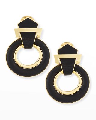 18k Gold Ebony Doorknocker Earrings