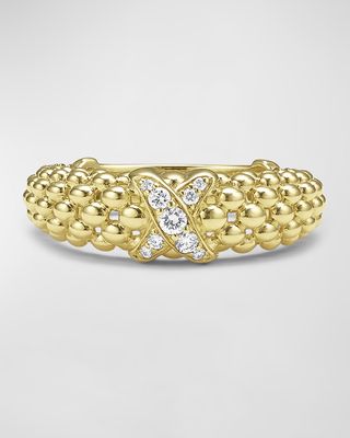 18K Gold Embrace Diamond Pave X Band Ring