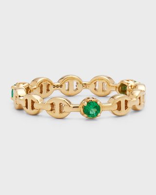18K Gold Emerald Micro Tri-Link II Ring