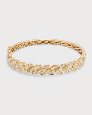 18k Gold Folha Diamond Bangle Bracelet
