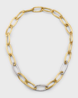 18K Gold Jaipur Link Alta Oval Link Necklace with Diamonds