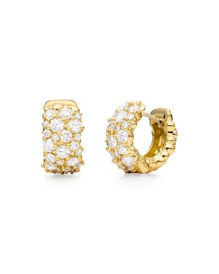 18K Gold Large Diamond Confetti Huggie Earrings